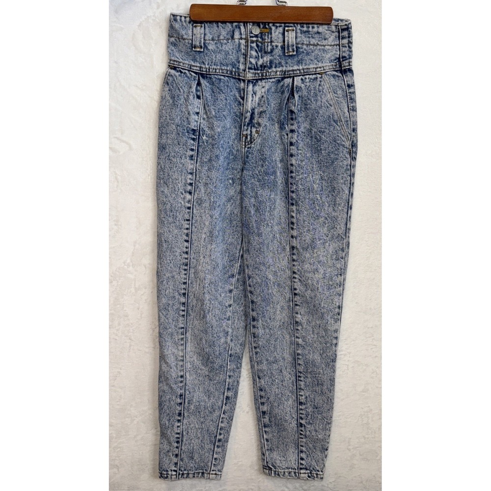 Sasson Vtg 80s Acid Wash Tapered Ankle Crop Size 24 X 26 High Waist Mom Jeans